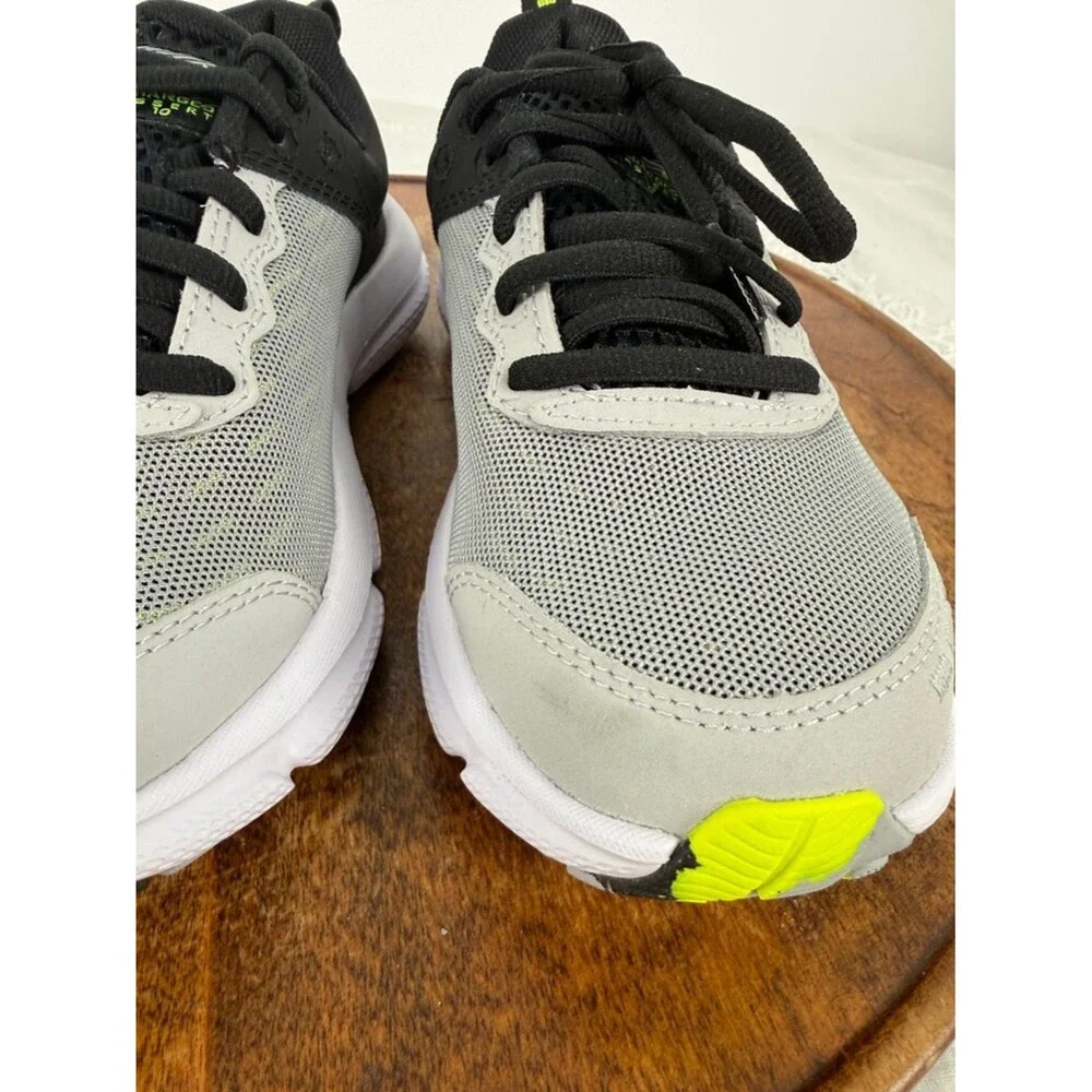 Under Armour Shoes Kids 3.5 Charged Assert 10 Black Gray Neon Sneakers